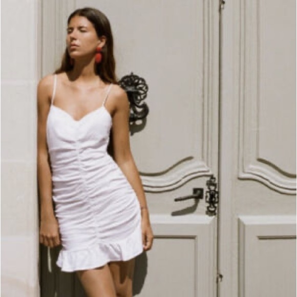 Zara Dresses & Skirts - Zara White Drapped Linen Dress in White | Size M